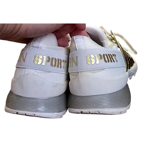 Philipp Plein Sport Women's White & Gold Sneakers Size 38 Mesh & Leather (No Box - Picture 7 of 10